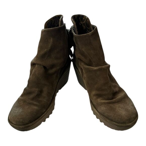 Fly London Yama Women's Oil Suede Leather Sludge Wedge Ankle Boots Booties 39 - Picture 3 of 7